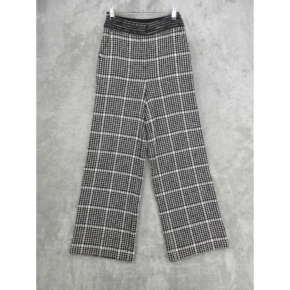Anthropologie Exquise Pants Women Size XS Tweed Houndstooth Wide Leg Trouser Zip